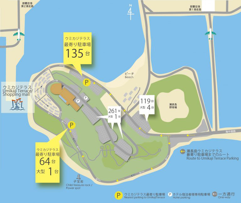 ウミカジテラス最寄り駐車場の地図画像