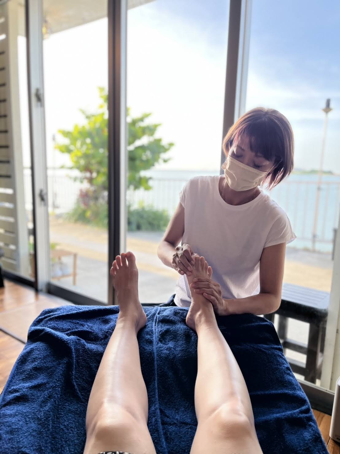 ふわふわシートで海を眺め💆‍♀️👣リラックス