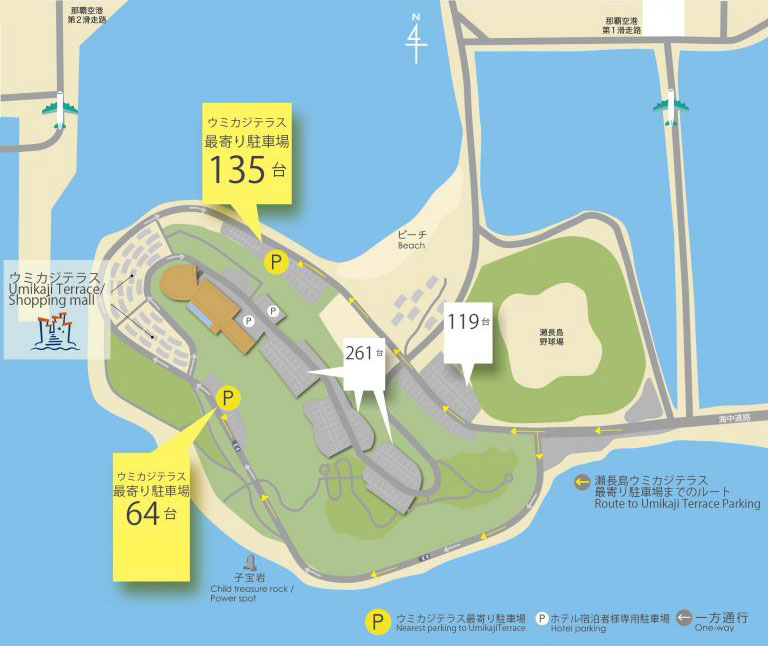 ウミカジテラス最寄り駐車場の地図画像